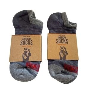 2x NWT MADE HERE Spangle No Show Grey Unisex Cotton Socks Sz S/M Made in USA